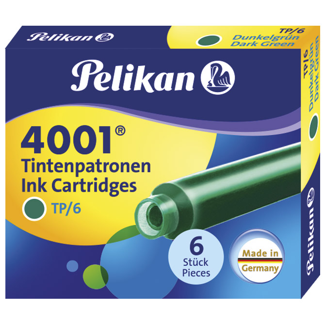 Tinta za nalivpero patrone pk6 4001 Pelikan 300087 tamnozelena