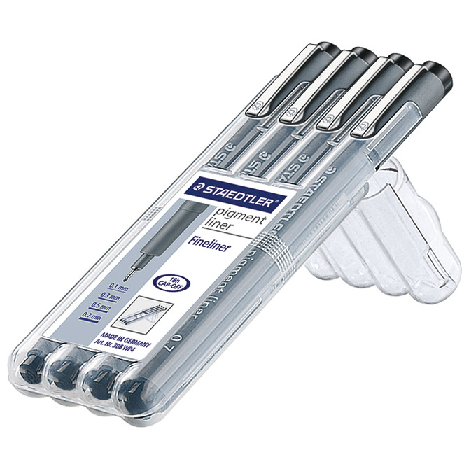 Flomaster za tehničko crtanje pk4 pigment liner Staedtler 308 WP4 