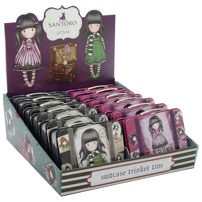 Stalak sa kutijama ukrasnim metalnim-koferi pk12 Gorjuss 697GJD01!!