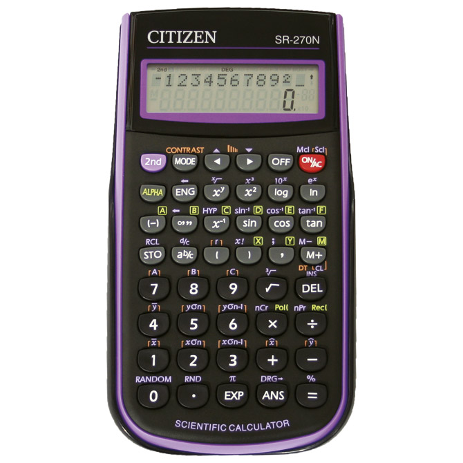 Kalkulator tehnički 10+2mjesta 236 funkcija Citizen SR-270NPU crni/ljubičasti blister!!