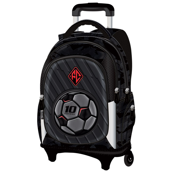 Ruksak školski s kotačićima Football Team Connect crno-sivo-crveni!!