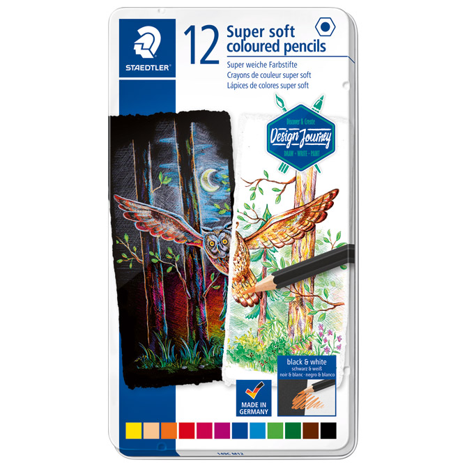 Boje drvene  12boja metalna kutija Super Soft Design Journey Staedtler 149C M12!!
