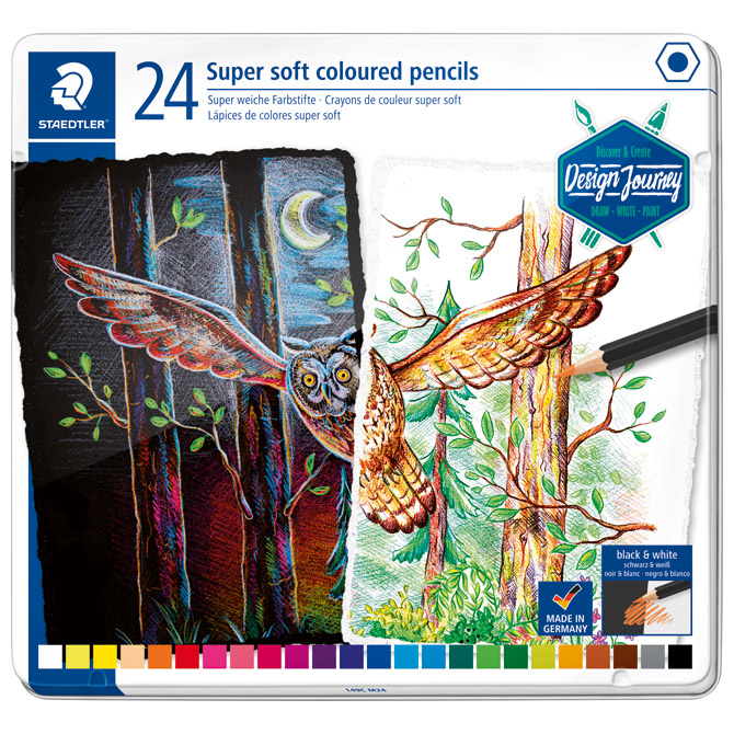 Boje drvene  24boje metalna kutija Super Soft Design Journey Staedtler 149C M24!!