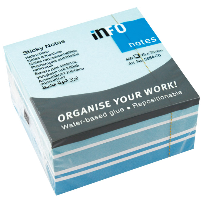 Blok samoljepljiv kocka 75x75 mm 400L Global Notes 5654-70 sortirano