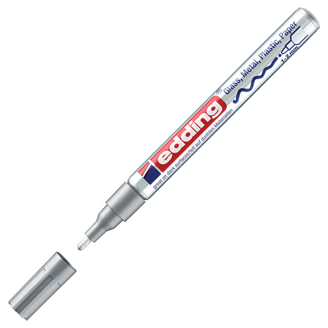Marker permanentni sjajni lakirajući 1-2 mm Edding 751 srebrni