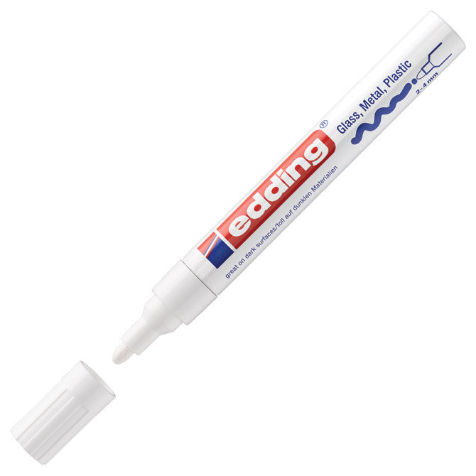 Marker permanentni sjajni lakirajući 2-4 mm Edding 750 bijeli