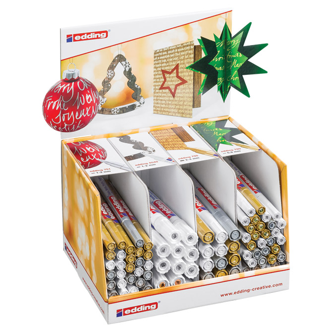 Stalak puni s markerima permanentnim sjajnim lakirajućim Xmas Edding