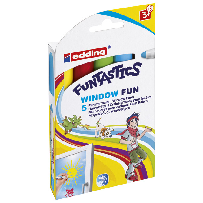 Flomaster školski   5boja Funtastics Window Edding 16 blister!!