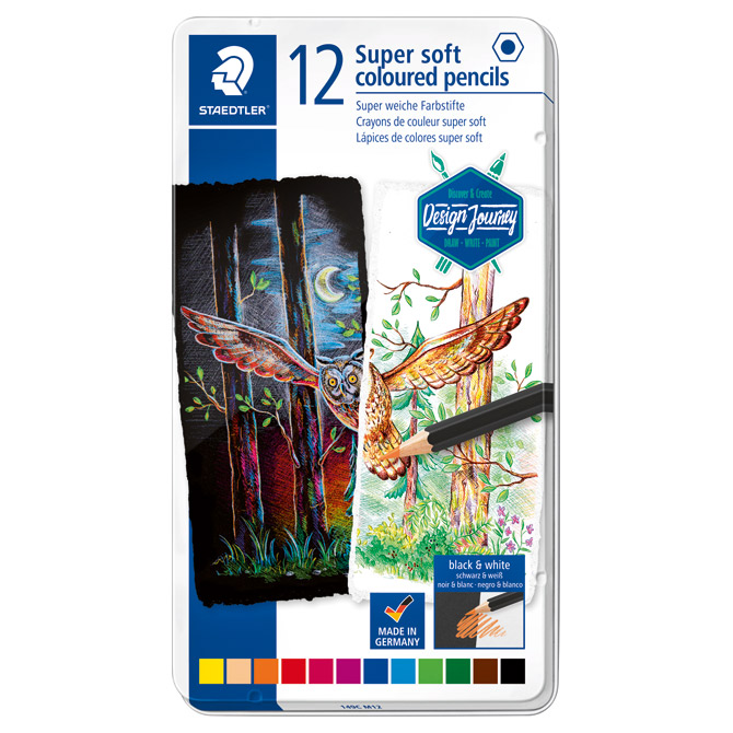 Boje drvene  12boja Super Soft Design Journey Staedtler 149C M12+GRATIS kolaž-blok A4 10 listova crni!!