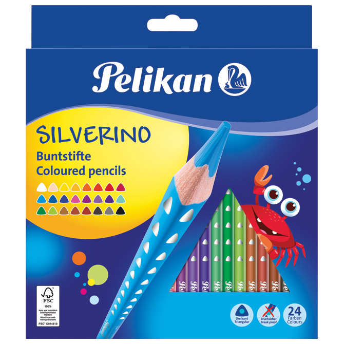 Boje drvene  24boje Silverino Pelikan 700665 blister