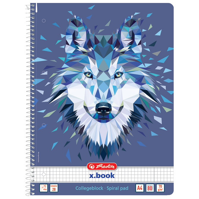 Blok kolegij A4 karo  80L Wild Animals vuk Herlitz 50027774!!
