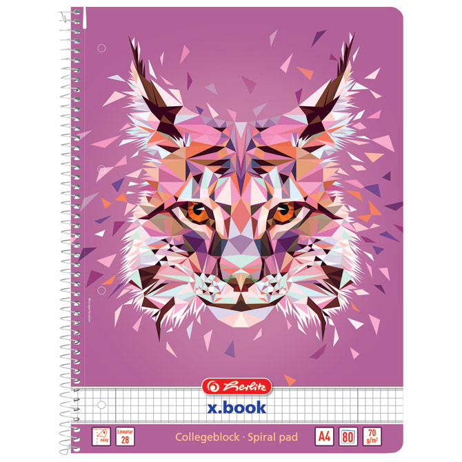 Blok kolegij A4 karo  80L Wild Animals ris Herlitz 50027781!!