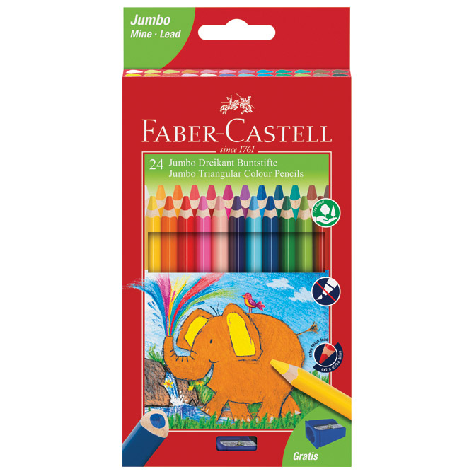 Boje drvene  24boje Jumbo trokutaste Faber-Castell 116524 blister