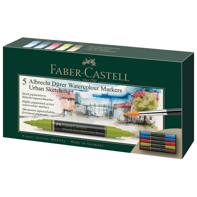 Marker obostrani akvarel  5boja Urban Albrecht Dürer Faber-Castell 160308 sortirano
