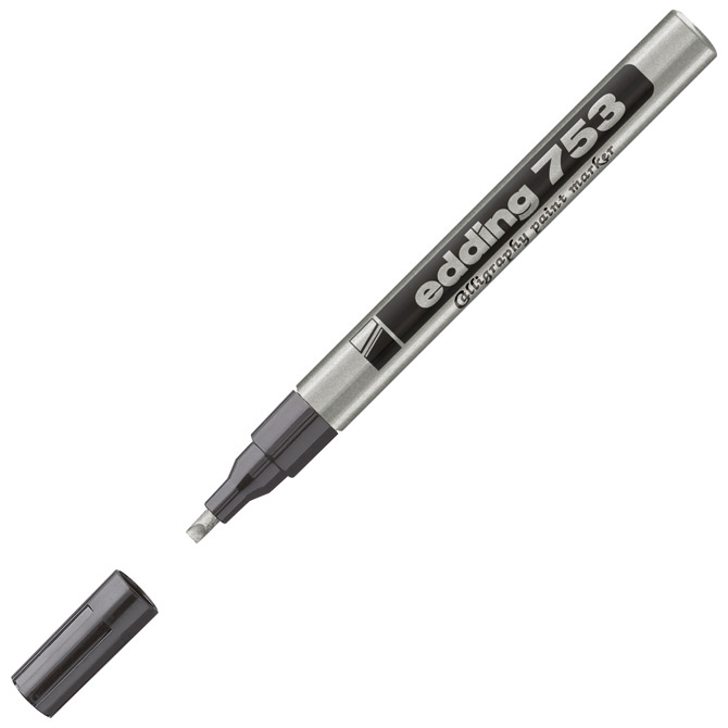 Marker permanentni kaligrafski 1-2,5 mm Edding 753 srebrni