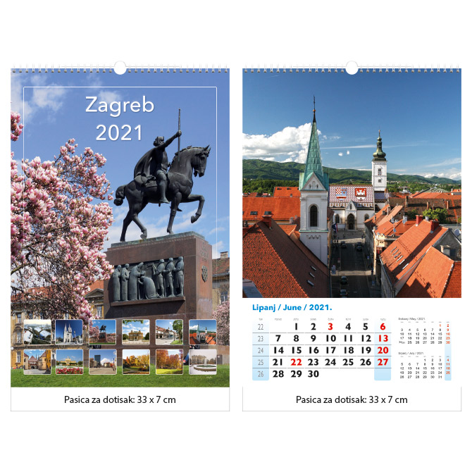 Kalendar "Zagreb 2026", 13 listova spirala JP.