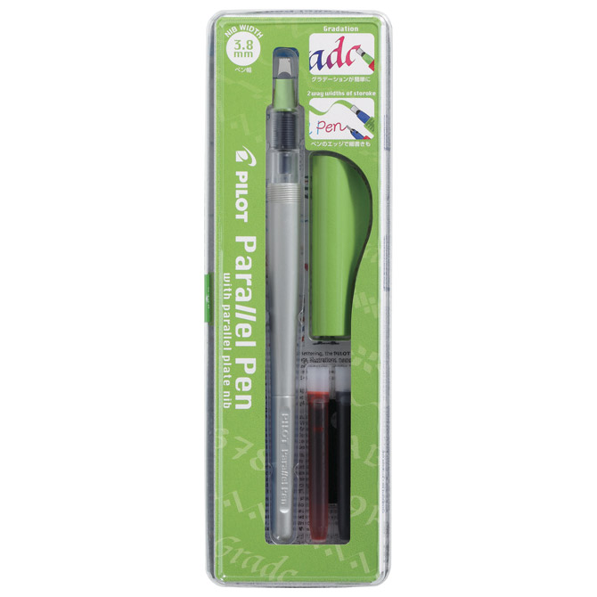 [000023064] Nalivpero za kaligrafiju 3,8 mm set Parallel pen Pilot FP3-38-SSN sivo/zeleno