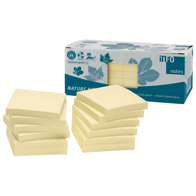 Blok samoljepljiv  75x75 mm 12x100L Nature Global Notes 5654-11box žuti