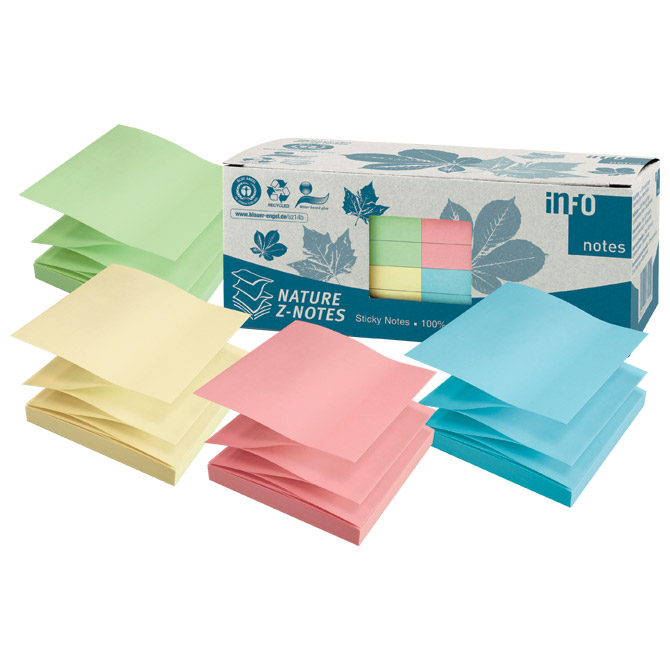 Blok samoljepljiv "Z" 75x75 mm 12x100L Nature Global Notes 5644-88box sortirano