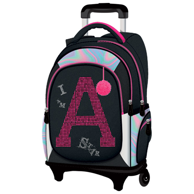 Ruksak školski s kotačićima I Am A Star Connect sivo-rozi!!