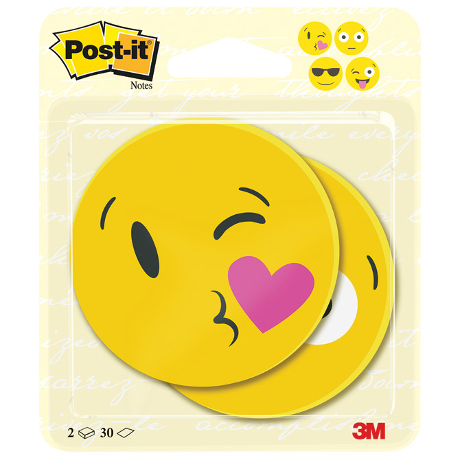 Blok samoljepljiv oblik Emoji 79x79 mm 2x30L Post-it 3M.žuti blister!!