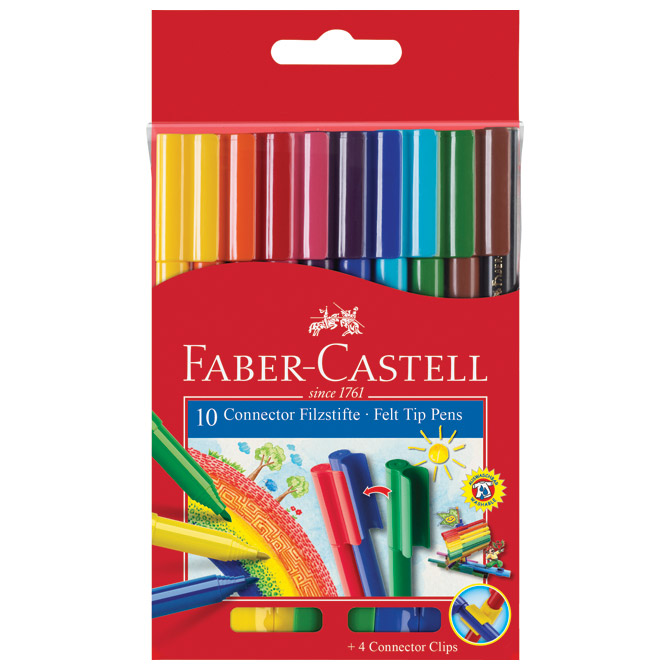 Flomaster školski  10boja Connector Faber-Castell 155510 blister!!