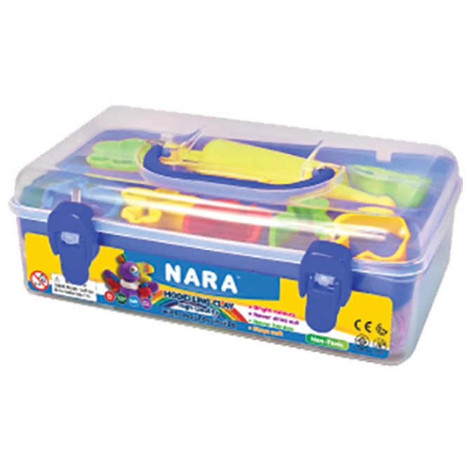 Plastelin  7boja u kutiji + 7 kalupa + valjak (550g) Nara PX-550-7+7SM/R