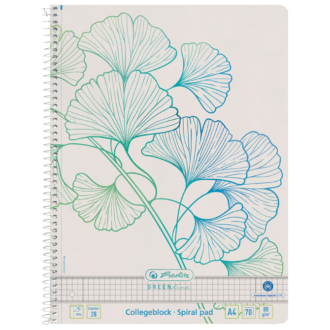 [000046850] Blok kolegij A4 karo  70L Greenline Ginkgo Herlitz 50033485 (300006029)