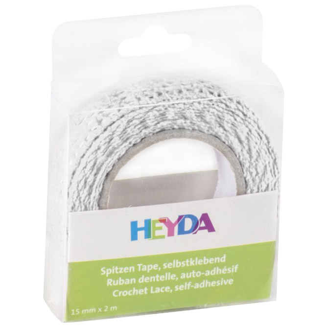 Traka čipka ljepljiva tekstil 15mmx2m Heyda 20-35845 00 bijela blister!!