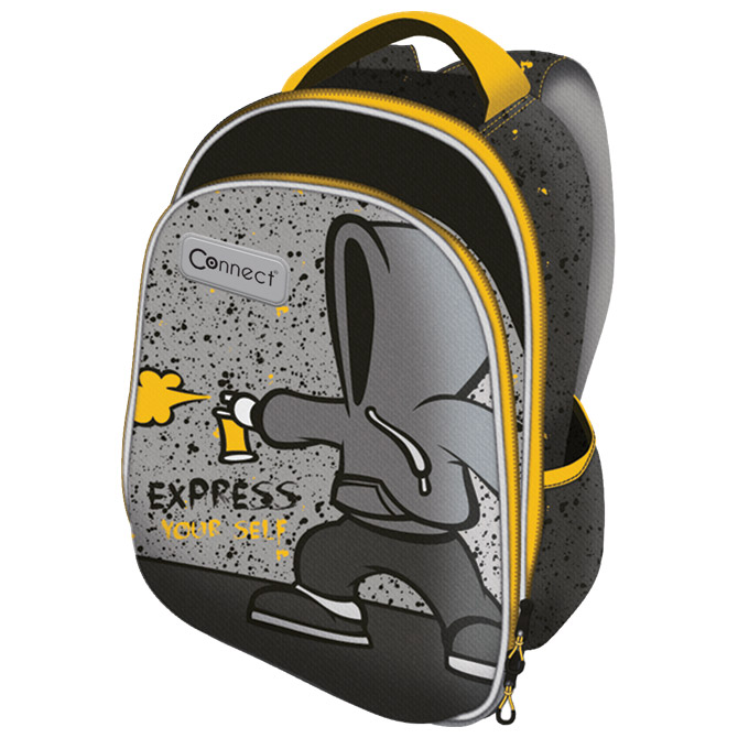 Ruksak školski anatomski lagan XT Express yourself Connect sivo-žuti