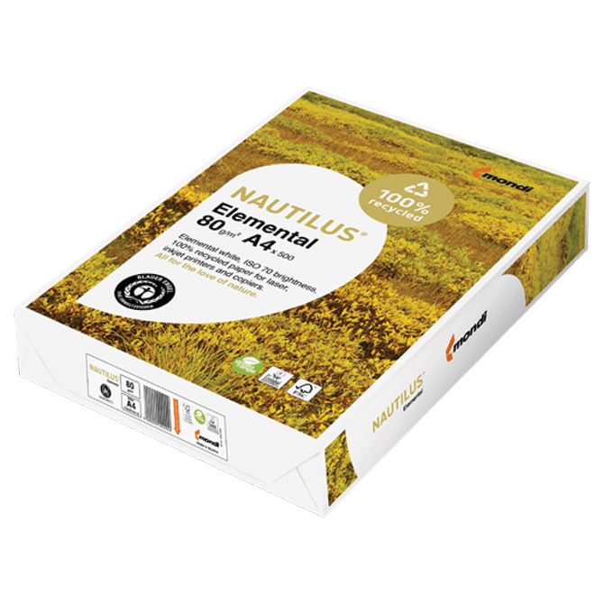 Papir ILK Nautilus A4 80g reciklirani Elemental pk500 Mondi bjelina ivory