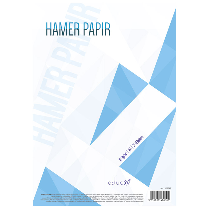 Papir Hamer A4 190g pk200 Educa bijeli!!