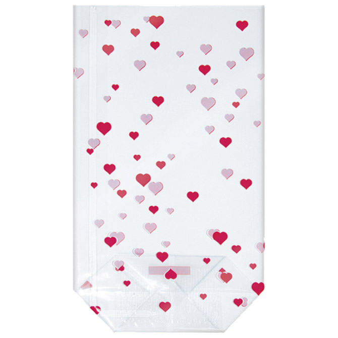 Vrećice ukrasne celofan 11,5x19 cm sa srcima pk10 Heyda 20-30892 40 prozirne