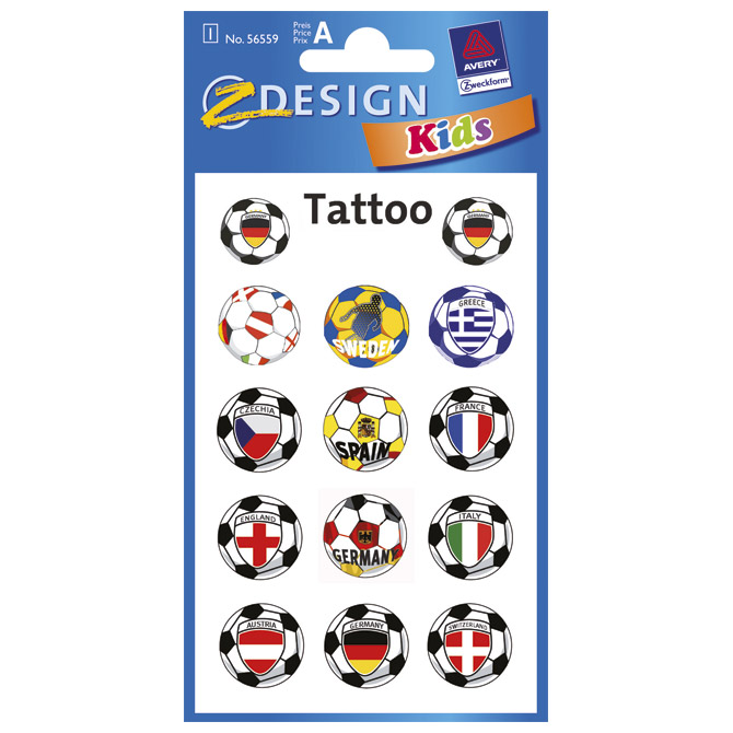 Naljepnice dječje teens tattoo lopta Zweckform 56559 blister!!