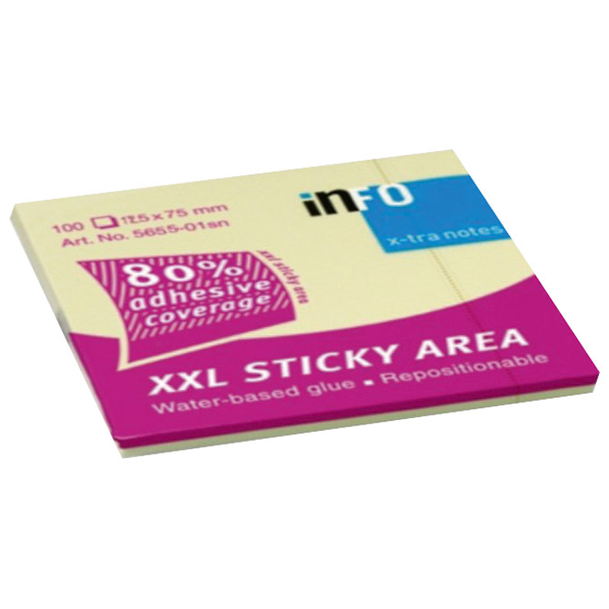 Blok samoljepljiv 125x75mm 100L XXL sticky Global Notes 5655-01sn žuti
