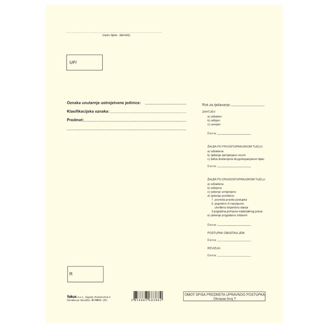 Obrazac B-148-U omot spisa 120g šamoa Fokus