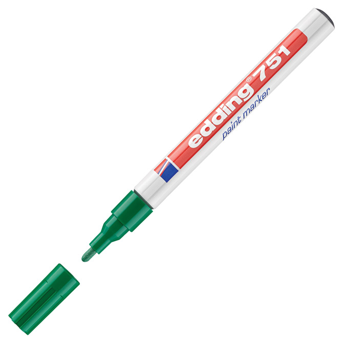 Marker permanentni lakirajući 1-2 mm Edding 751 zeleni