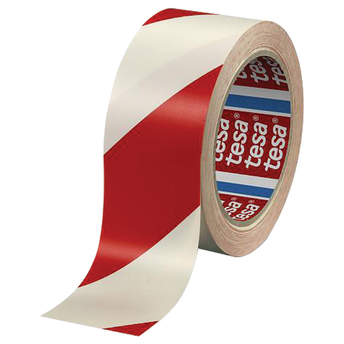 Traka za označavanje ljepljiva 50 mm/33m pvc Tesa 60760-92 bijelo-crvena
