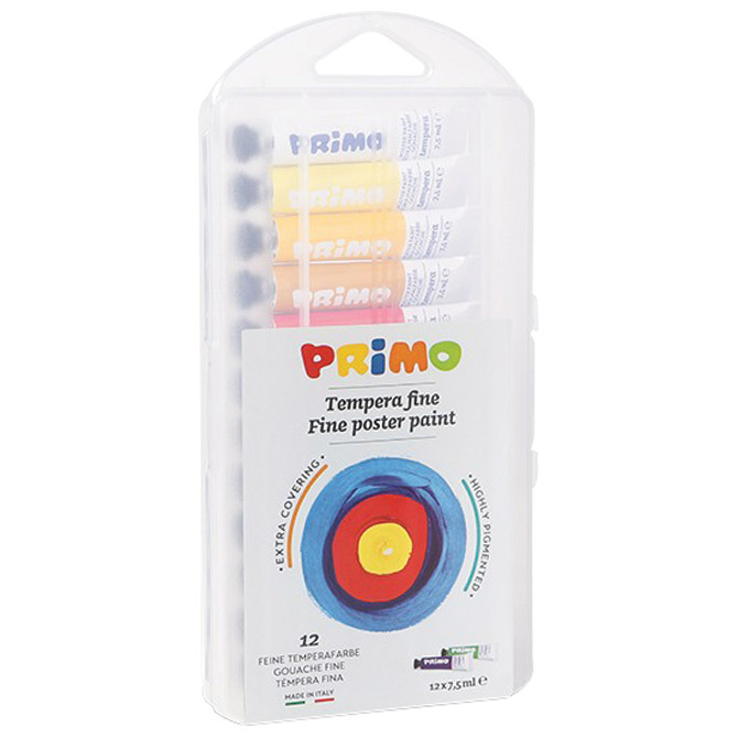 Boja tempera  7,5ml aluminijska tuba 12boja/poly Primo 245T12PP blister