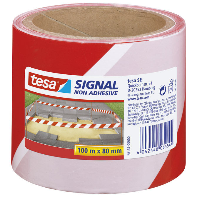 Traka za označavanje 80 mm/100m polietilen Tesa 58137 bijelo-crvena