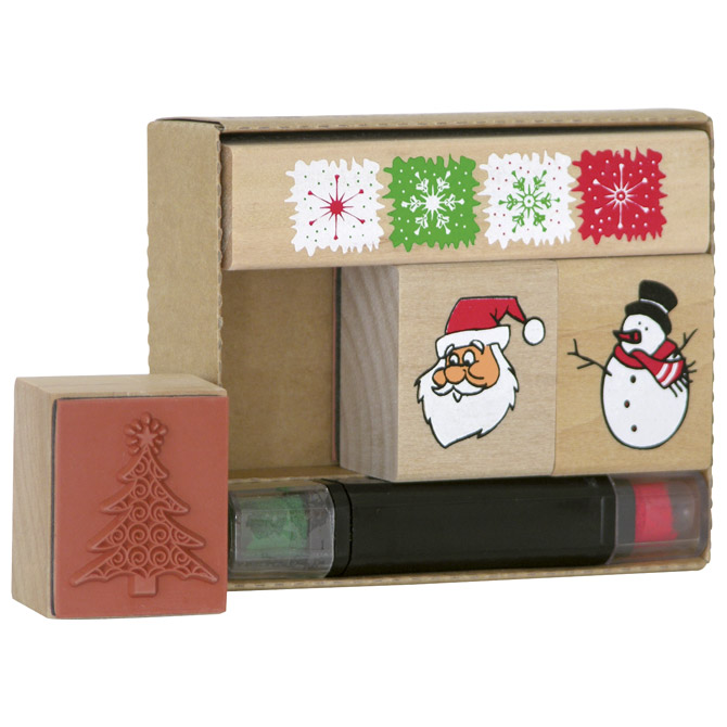 Žig s motivom 4 uzorka drveni novogodišnji Heyda 20-48884 82!!