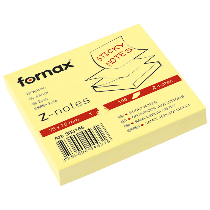 Blok samoljepljiv "Z" 75x75 mm 100L Fornax žuti