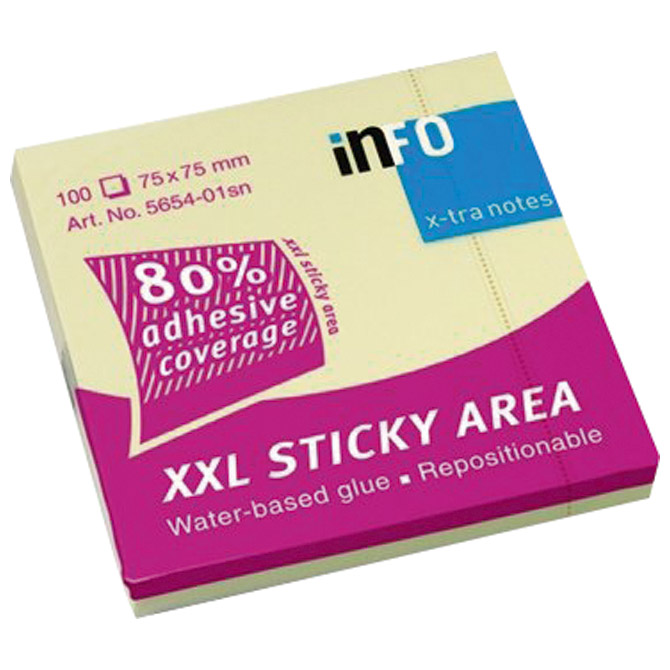 Blok samoljepljiv  75x75mm 100L XXLsticky Global Notes 5654-01sn žuti