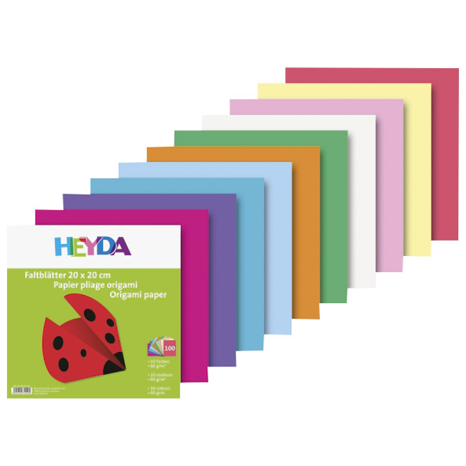 Papir Origami 20x20 cm 60g pk100 Heyda 20-48755 20