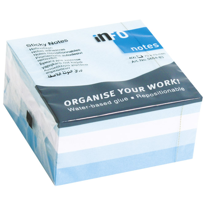 Blok samoljepljiv kocka 75x75 mm 400L Iceland Global Notes 5654-83 plavi sortirano