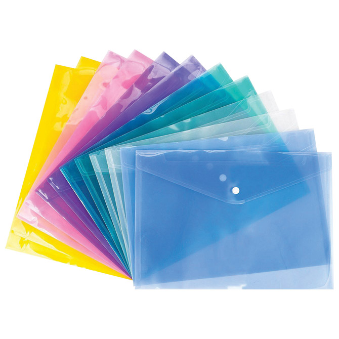 Kuverte s gumbom 240x180mm pp pk12 Siam 2147 prozirne sortirano