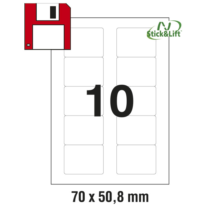 Etikete ILK za diskete 70x50,8mm odljepljive pk25L Zweckform L4738REV-25