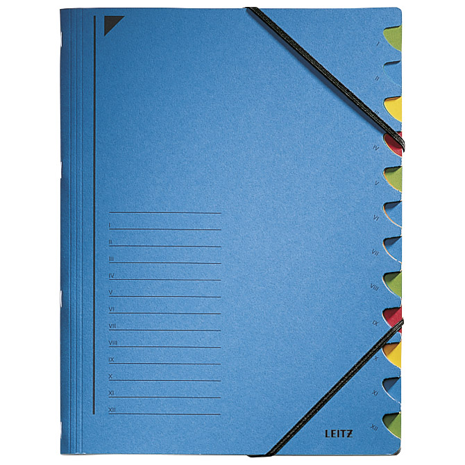 Mapa za odlaganje spisa 12 pregrada s gumicom karton Leitz 39120035 plava!!