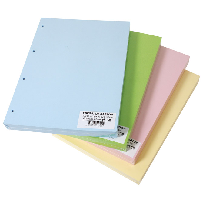 Pregrada kartonska A4 200g pk100 Fornax crvena!!