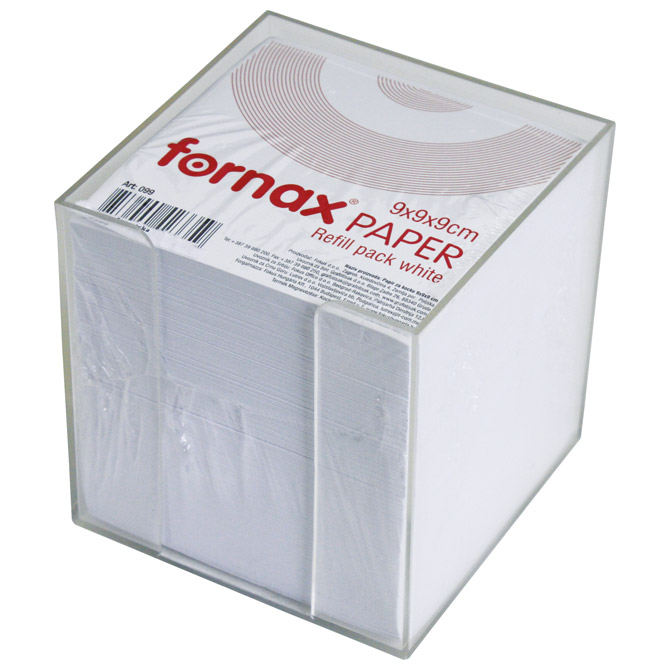 Blok kocka pvc  9,2x9,2 cm s papirom bijelim Fornax
